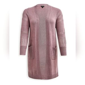 NWT Lilac Purple Open Front Stitch Detail Cardigan Sweater - 5X